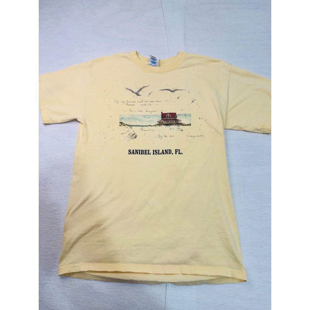 Y2K Sanibel Island Florida T Shirt M Gildan Lighthouse Beach Coastal Souvenir